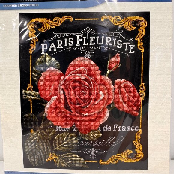 Bucilla Paris Fleuriste Counted Cross Stitch Kit Roses 10.5x13.75 Floral - Picture 1 of 4